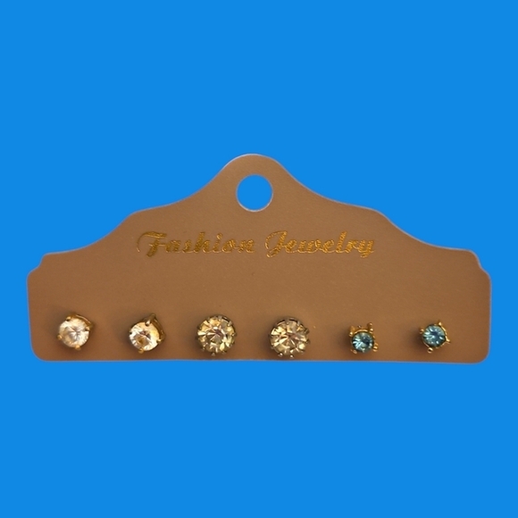 3/$30 Vintage Three Pair Crystal Post Stud Earrings - Picture 1 of 4